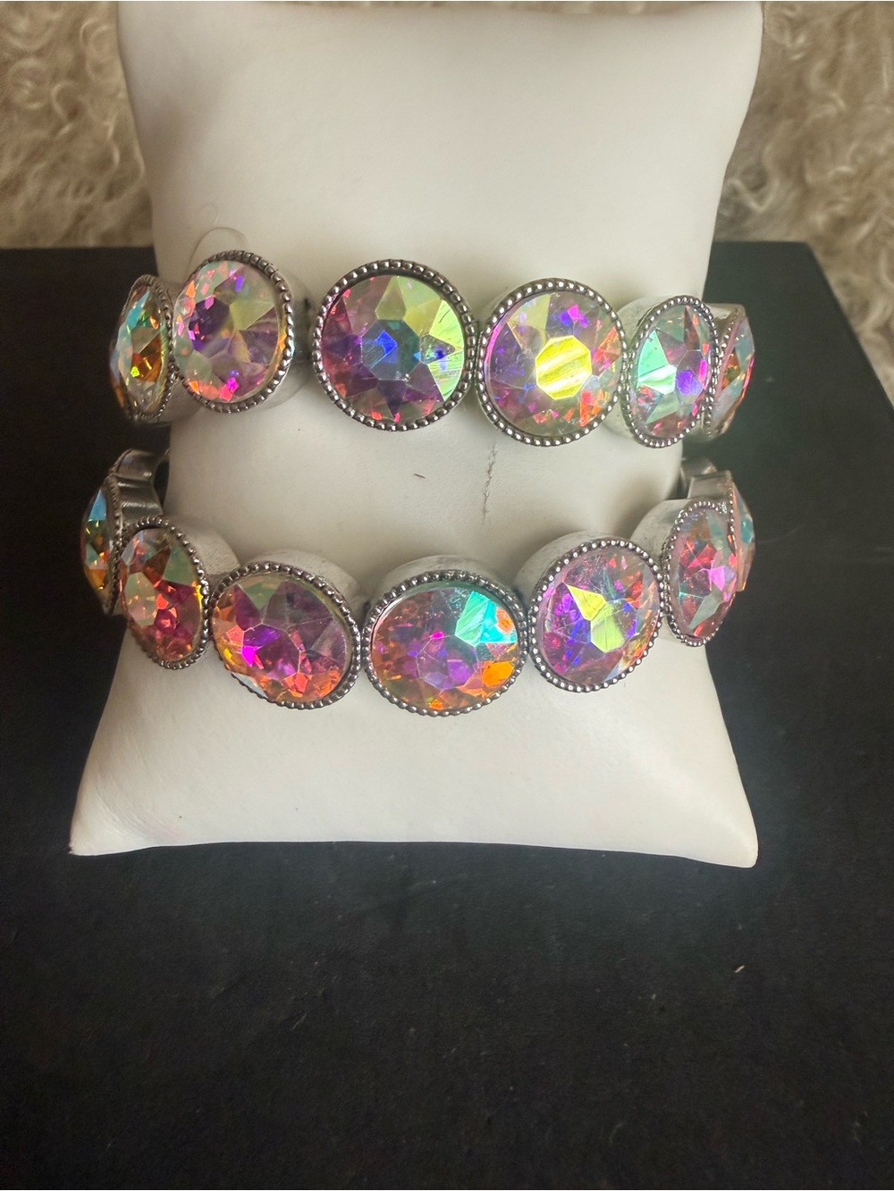 Charming Charlie Iridescent Crystal Stretch Bracelet - Multicolor Spark